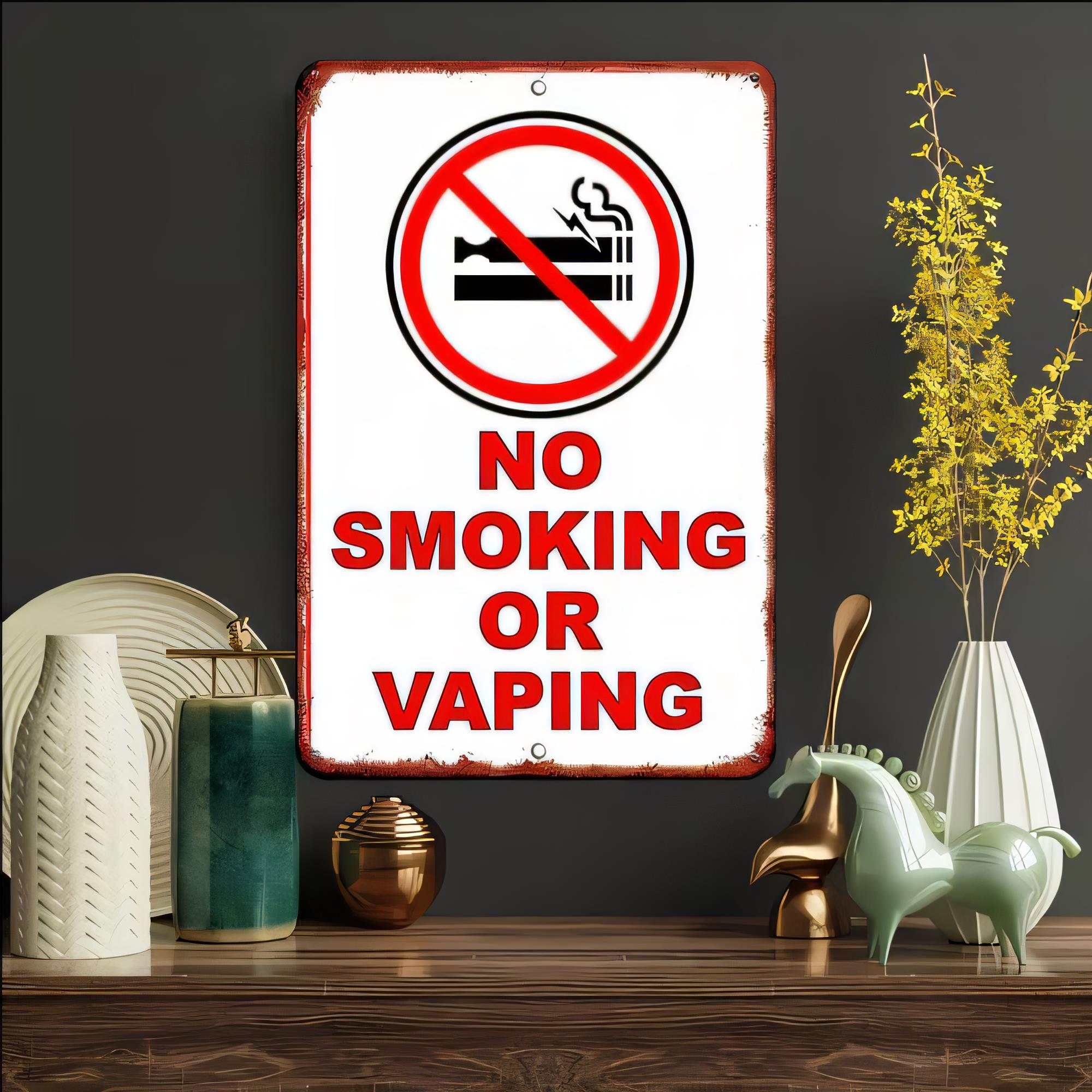 Vape Decoration - لافتة معدنية تحذيرية من التدخين أو