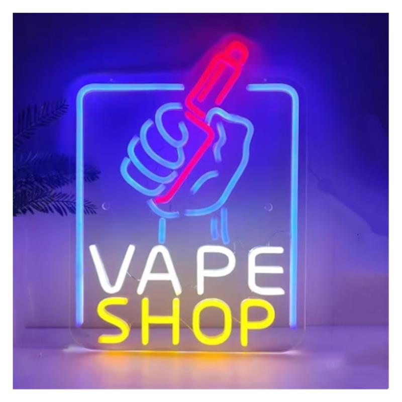 Vaping Store - لافتة نيون لمتجر السجائر الإلكترونية على